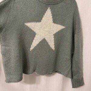 Wooden Ships Green Star Turtleneck Sweater